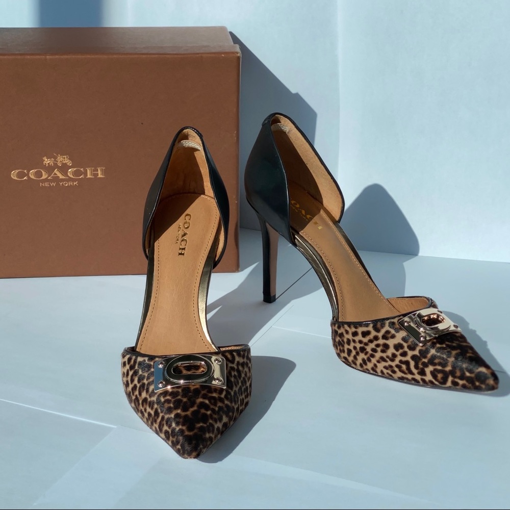 Coach Heels Brown Multi/Black Ombre Raven Leopard